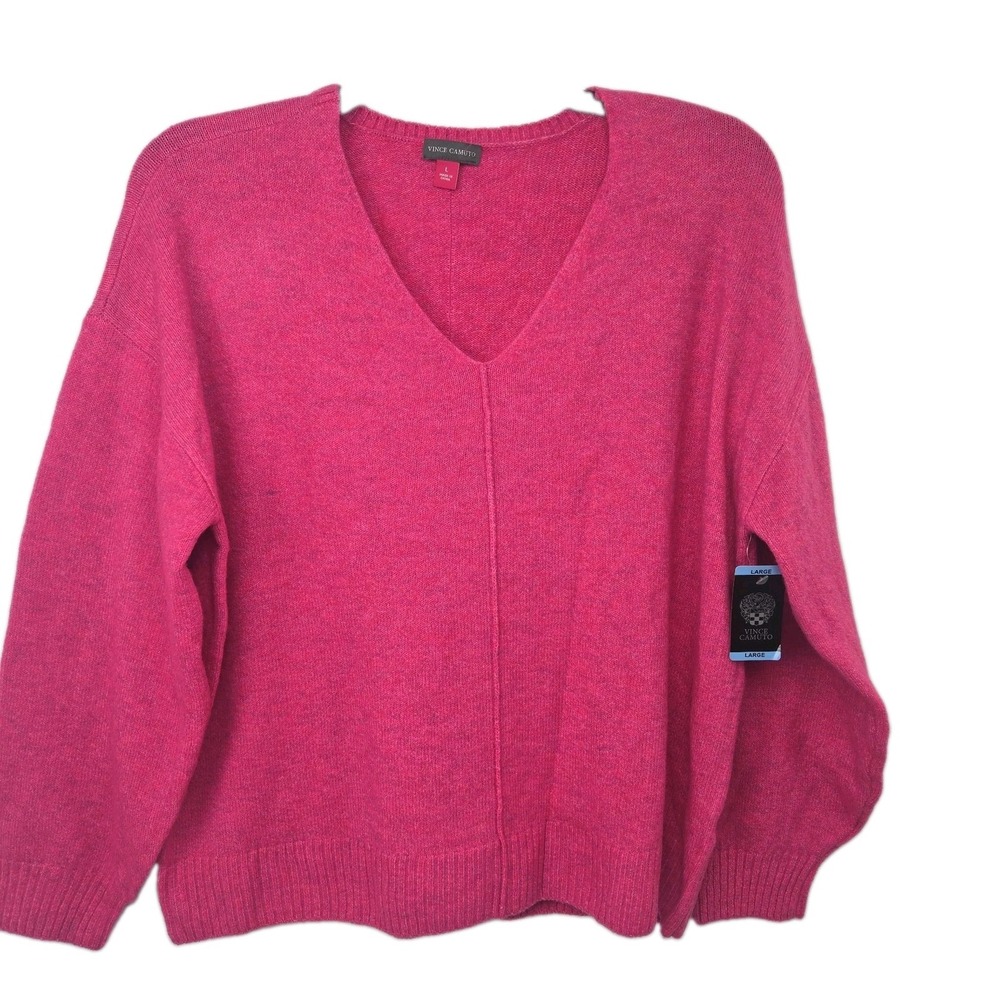 Vince Camuto Large Women's Pullover V-neck Paradox Pink Marled Sweater NWT $69 - Picture 1 of 7